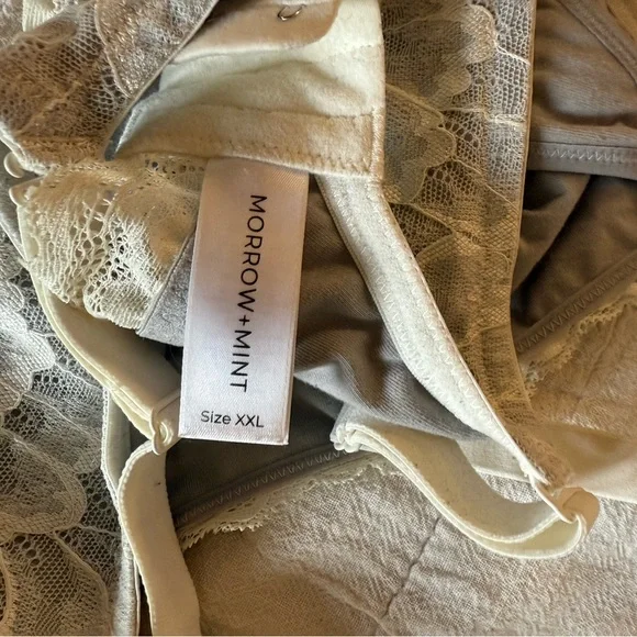 Morrow + Mint Organic Cotton Tulip Lace Nursing Bralette Ash - Picture 4 of 5